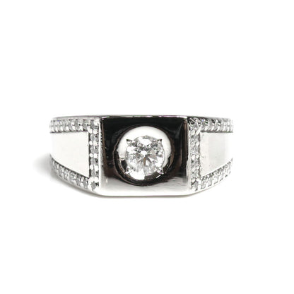 Pt900プラチナ リング・指輪 ダイヤモンド0.32ct/0.39ct 18号 13.1g メンズ【中古】