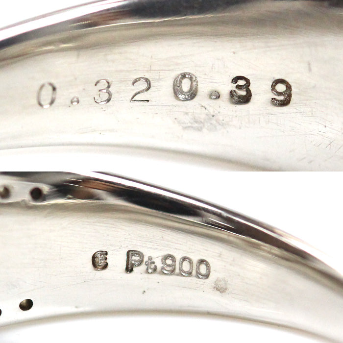Pt900プラチナ リング・指輪 ダイヤモンド0.32ct/0.39ct 18号 13.1g メンズ【中古】