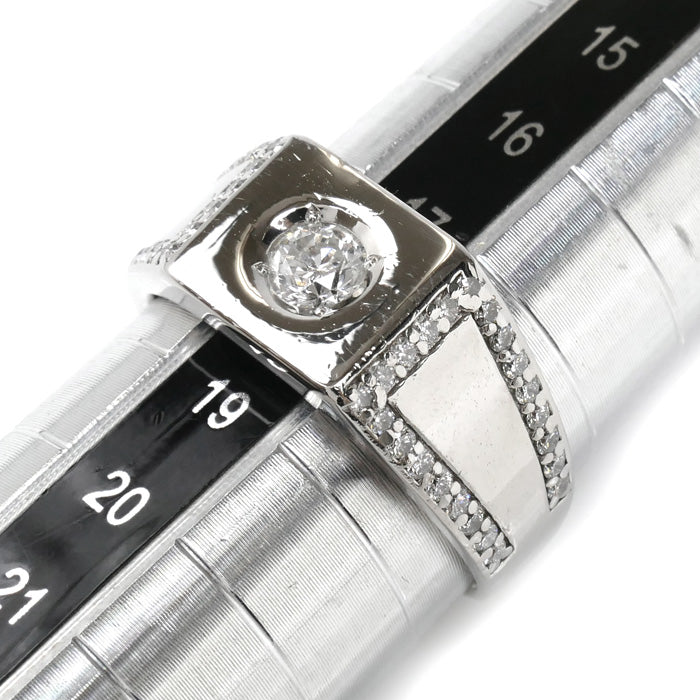 Pt900プラチナ リング・指輪 ダイヤモンド0.32ct/0.39ct 18号 13.1g メンズ【中古】