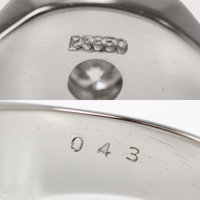 Pt850プラチナ 印台 リング・指輪 ダイヤモンド0.43ct 18.5号 14.1g メンズ【中古】【美品】