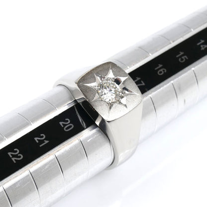 Pt850プラチナ 印台 リング・指輪 ダイヤモンド0.43ct 18.5号 14.1g メンズ【中古】【美品】