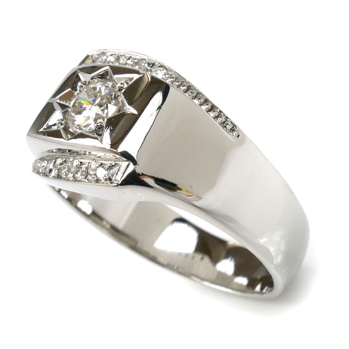 Pt850プラチナ リング・指輪 ダイヤモンド0.532ct/0.07ct 22号 17.6g メンズ【中古】【美品】