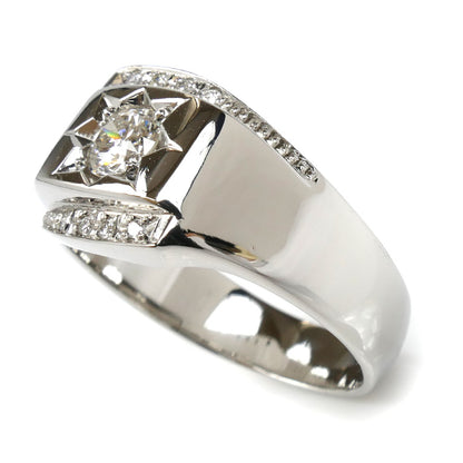 Pt850プラチナ リング・指輪 ダイヤモンド0.532ct/0.07ct 22号 17.6g メンズ【中古】【美品】