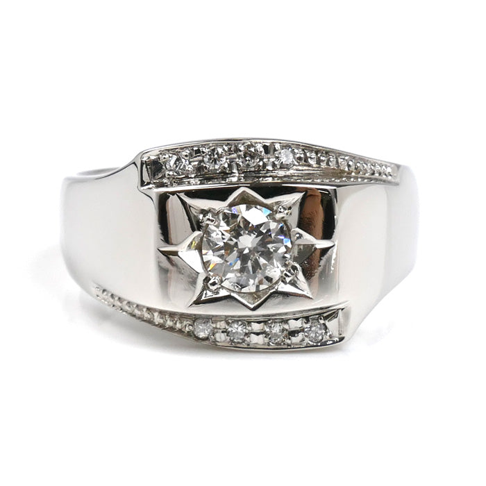 Pt850プラチナ リング・指輪 ダイヤモンド0.532ct/0.07ct 22号 17.6g メンズ【中古】【美品】