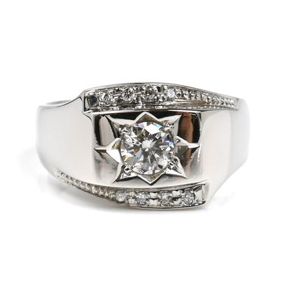 Pt850プラチナ リング・指輪 ダイヤモンド0.532ct/0.07ct 22号 17.6g メンズ【中古】【美品】