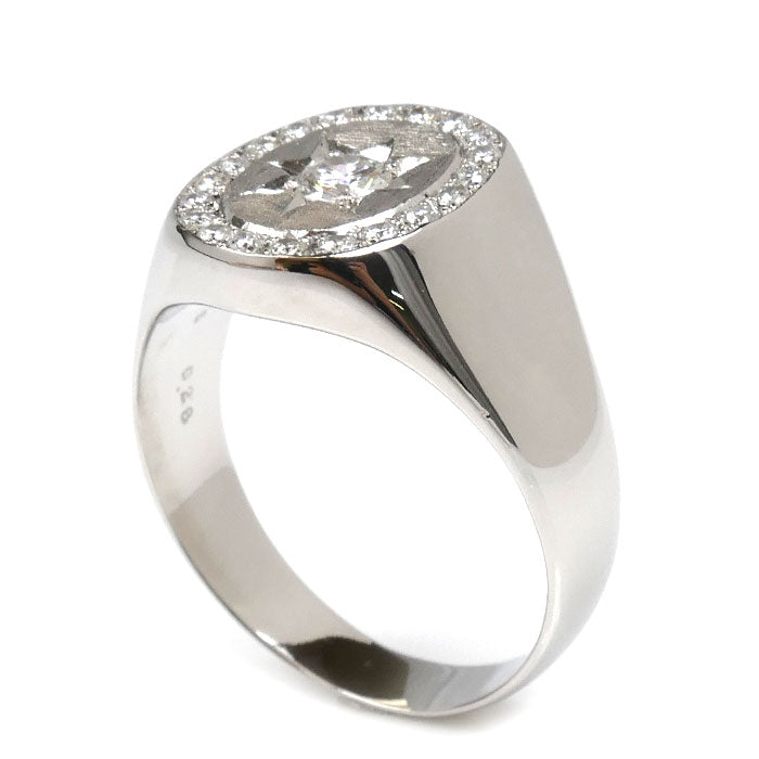 Pt900プラチナ リング・指輪 ダイヤモンド0.28ct/0.205ct 22.5号 19.7g メンズ【中古】【美品】
