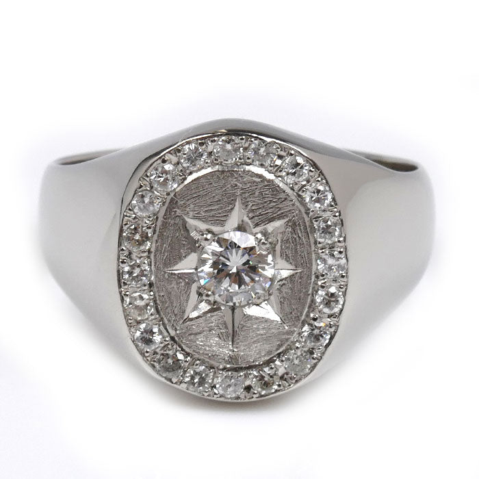 Pt900プラチナ リング・指輪 ダイヤモンド0.28ct/0.205ct 22.5号 19.7g メンズ【中古】【美品】