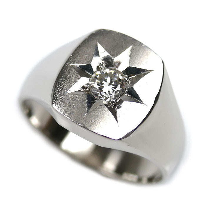 Pt900プラチナ リング・指輪 ダイヤモンド0.29ct 20号 15.3g メンズ【中古】