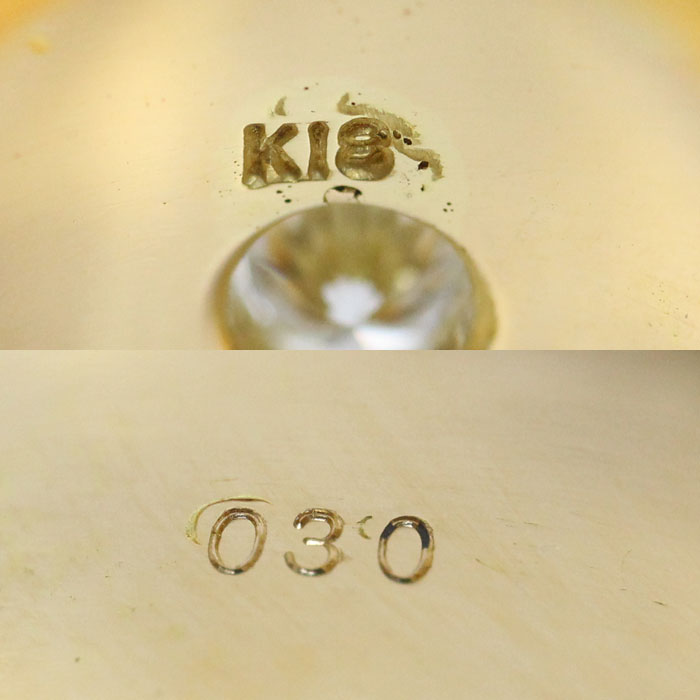 K18YG イエローゴールド 印台 リング・指輪 ダイヤモンド0.3ct 22号 23.3g メンズ【中古】【美品】