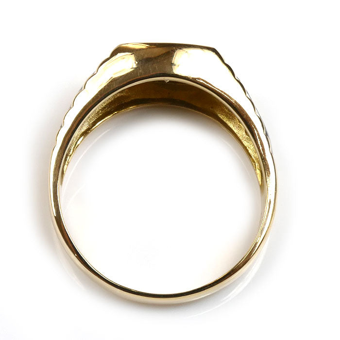 K18YG イエローゴールド Pt900プラチナ リング・指輪 ダイヤモンド0.34ct 24号 8.9g メンズ【中古】【美品】