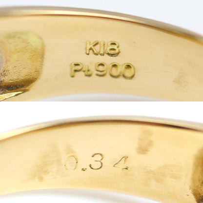 K18YG イエローゴールド Pt900プラチナ リング・指輪 ダイヤモンド0.34ct 24号 8.9g メンズ【中古】【美品】