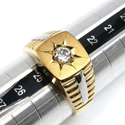 K18YG イエローゴールド Pt900プラチナ リング・指輪 ダイヤモンド0.34ct 24号 8.9g メンズ【中古】【美品】
