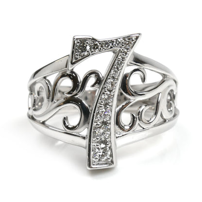 ゆきざき K18WG ホワイトゴールド NOMBLE ナンバーリング 7 リング・指輪 Y.NOMBRE.1.9.7.S ダイヤモンド0.23ct 14号 8.8g ユニセックス【中古】【美品】