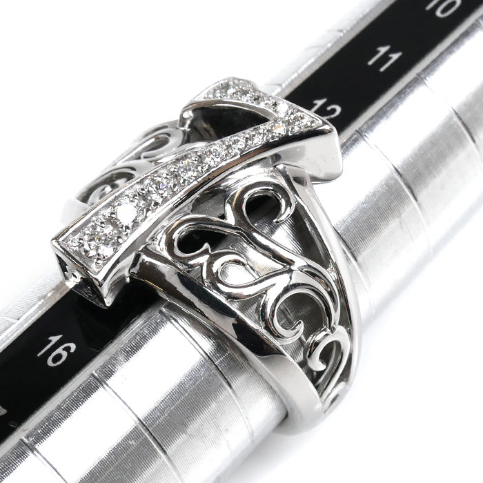 ゆきざき K18WG ホワイトゴールド NOMBLE ナンバーリング 7 リング・指輪 Y.NOMBRE.1.9.7.S ダイヤモンド0.23ct 14号 8.8g ユニセックス【中古】【美品】