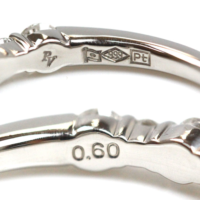 Ponte Vecchio ポンテヴェキオ Pt999 ハーフエタニティ リング・指輪 ダイヤモンド0.60ct 9号 3.4g レディース【中古】【美品】