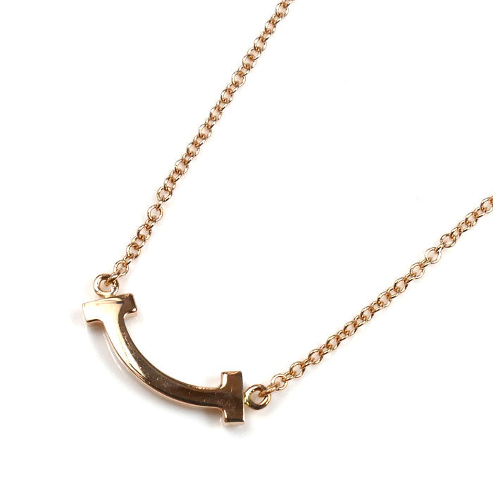 TIFFANY&Co. ティファニー K18PG ピンクゴールド Tスマイル ミニ ダイヤ ネックレス 62617772 ダイヤモンド 2.2g 40/45cm レディース【中古】【美品】