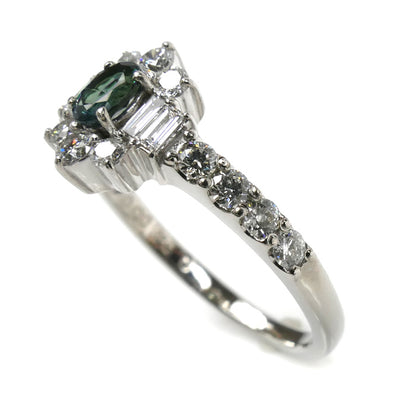 Pt900プラチナ リング・指輪 ダイヤモンド0.50ct アレキサンドライト0.24ct 10号 3.4g レディース【中古】【美品】