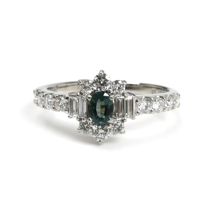 Pt900プラチナ リング・指輪 ダイヤモンド0.50ct アレキサンドライト0.24ct 10号 3.4g レディース【中古】【美品】