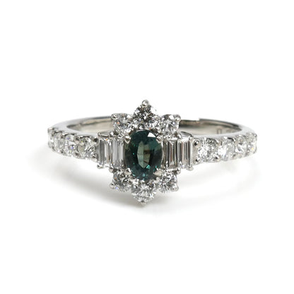 Pt900プラチナ リング・指輪 ダイヤモンド0.50ct アレキサンドライト0.24ct 10号 3.4g レディース【中古】【美品】