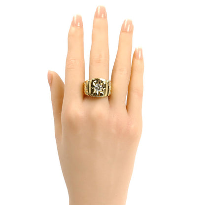 K18YG イエローゴールド リング・指輪 ダイヤモンド1.001ct/0.90ct 20号 37.1g メンズ【中古】【美品】