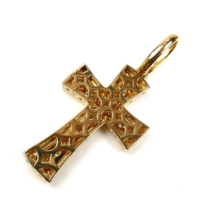K18YG イエローゴールド クロス ダイヤ ペンダントトップ ダイヤモンド0.48ct 4.8g ユニセックス【中古】【美品】