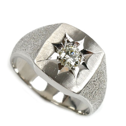 Pt900プラチナ 印台 リング・指輪 ダイヤモンド0.25ct 20号 15.8g メンズ【中古】【美品】