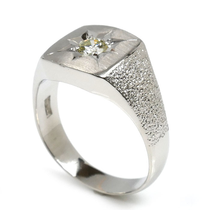 Pt900プラチナ 印台 リング・指輪 ダイヤモンド0.25ct 20号 15.8g メンズ【中古】【美品】