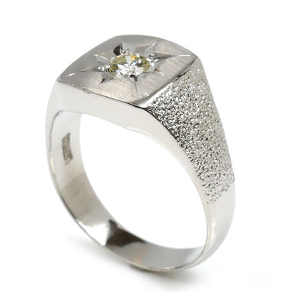 Pt900プラチナ 印台 リング・指輪 ダイヤモンド0.25ct 20号 15.8g メンズ【中古】【美品】