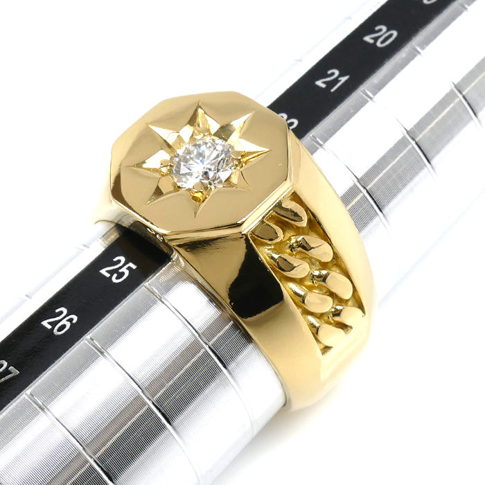 K20ゴールド リング・指輪 ダイヤモンド0.527ct 24号 26.7g メンズ【中古】【美品】