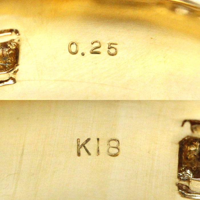K18YG イエローゴールド リング・指輪 ダイヤモンド0.25ct 18号 7.9g ユニセックス【中古】【美品】