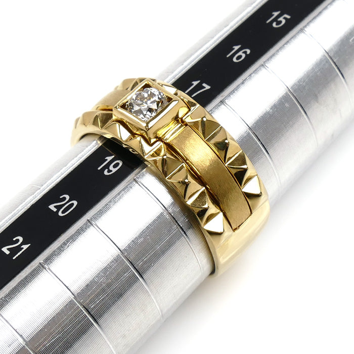 K18YG イエローゴールド リング・指輪 ダイヤモンド0.25ct 18号 7.9g ユニセックス【中古】【美品】