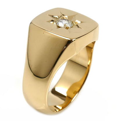 K18YG イエローゴールド 印台 リング・指輪 ダイヤモンド0.30ct 22号 23.8g メンズ【中古】【美品】