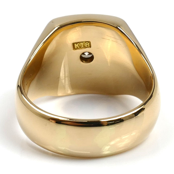 K18YG イエローゴールド 印台 リング・指輪 ダイヤモンド0.30ct 22号 23.8g メンズ【中古】【美品】