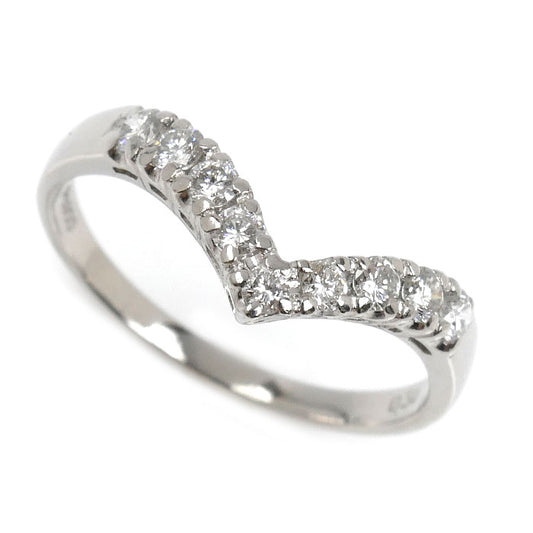 Pt900プラチナ ウエーブ V字 リング・指輪 ダイヤモンド0.34ct 15号 2.9g レディース【中古】