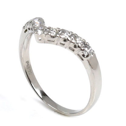 Pt900プラチナ ウエーブ V字 リング・指輪 ダイヤモンド0.34ct 15号 2.9g レディース【中古】