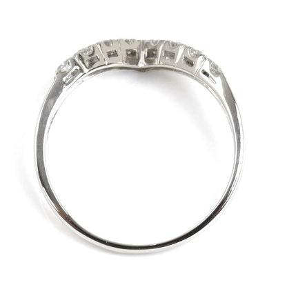 Pt900プラチナ ウエーブ V字 リング・指輪 ダイヤモンド0.34ct 15号 2.9g レディース【中古】