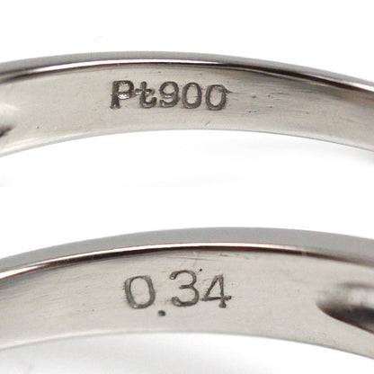 Pt900プラチナ ウエーブ V字 リング・指輪 ダイヤモンド0.34ct 15号 2.9g レディース【中古】