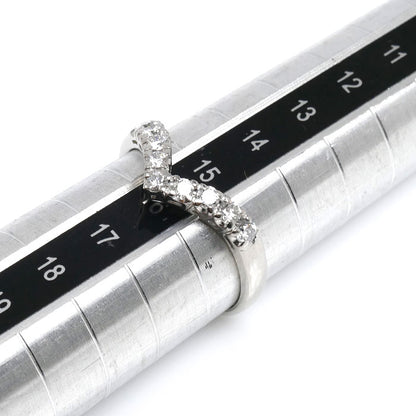 Pt900プラチナ ウエーブ V字 リング・指輪 ダイヤモンド0.34ct 15号 2.9g レディース【中古】