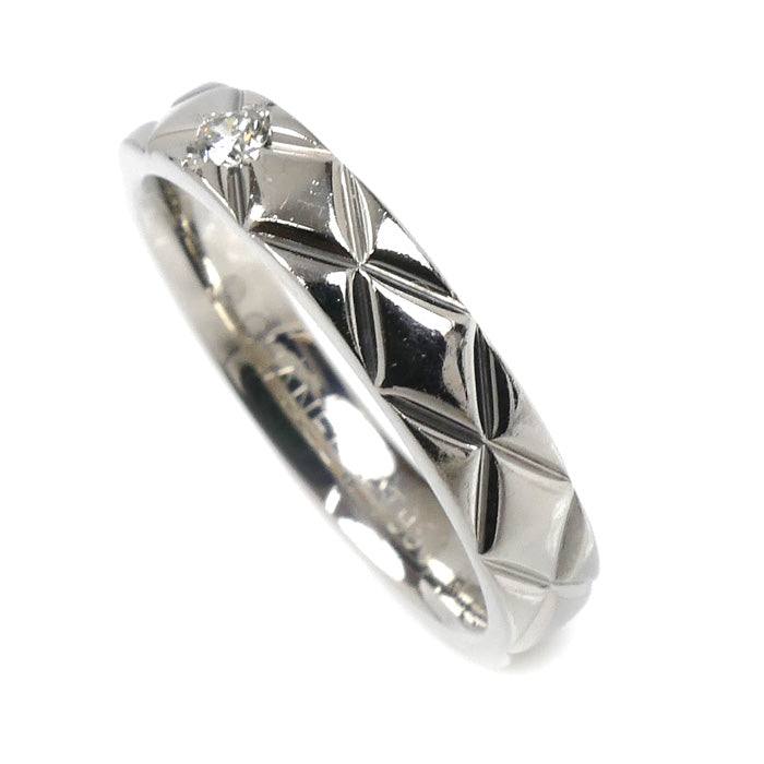 CHANEL シャネル Pt950プラチナ マトラッセ 1Pダイヤ リング・指輪 J2822 ダイヤモンド 10号 50 5.1g レディース【中古】