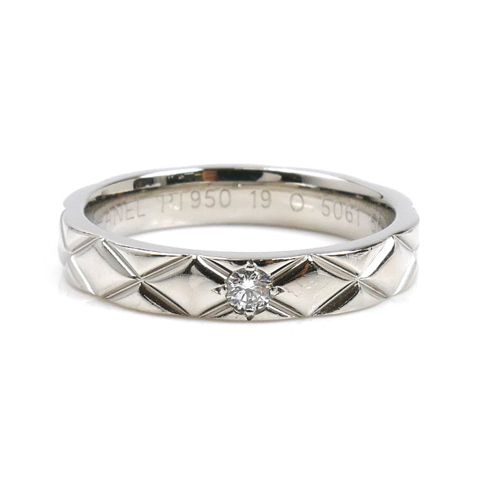 CHANEL シャネル Pt950プラチナ マトラッセ 1Pダイヤ リング・指輪 J2822 ダイヤモンド 10号 50 5.1g レディース【中古】