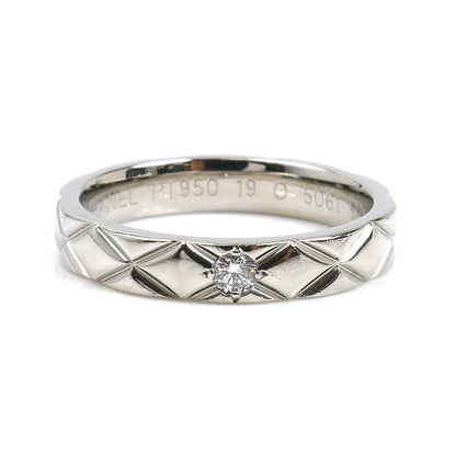 CHANEL シャネル Pt950プラチナ マトラッセ 1Pダイヤ リング・指輪 J2822 ダイヤモンド 10号 50 5.1g レディース【中古】