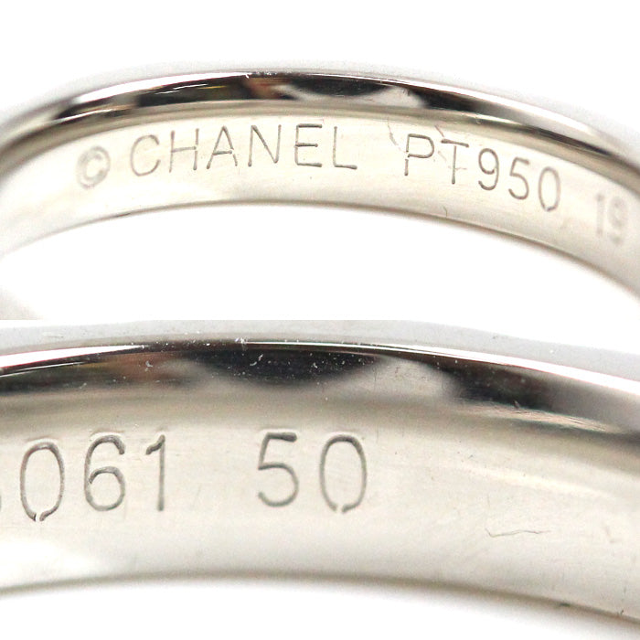 CHANEL シャネル Pt950プラチナ マトラッセ 1Pダイヤ リング・指輪 J2822 ダイヤモンド 10号 50 5.1g レディース【中古】