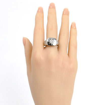 Pt900プラチナ 印台 リング・指輪 ダイヤモンド0.40ct 20.5号 19.6g メンズ【中古】【美品】