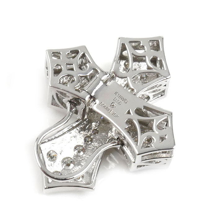 ゆきざき K18WG ホワイトゴールド ダブルトップ ペンダントトップ W50121.12.9.5 ダイヤモンド0.56ct 6g ユニセックス【中古】【美品】