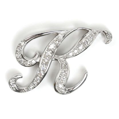 ゆきざき K18WG ホワイトゴールド アルファ イニシャル K ペンダントトップ Y.ALPHA.12.9.K.M ダイヤモンド0.40ct 6.5g ユニセックス【中古】【美品】