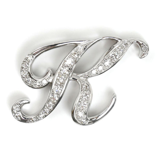 ゆきざき K18WG ホワイトゴールド アルファ イニシャル K ペンダントトップ Y.ALPHA.12.9.K.M ダイヤモンド0.40ct 6.5g ユニセックス【中古】【美品】