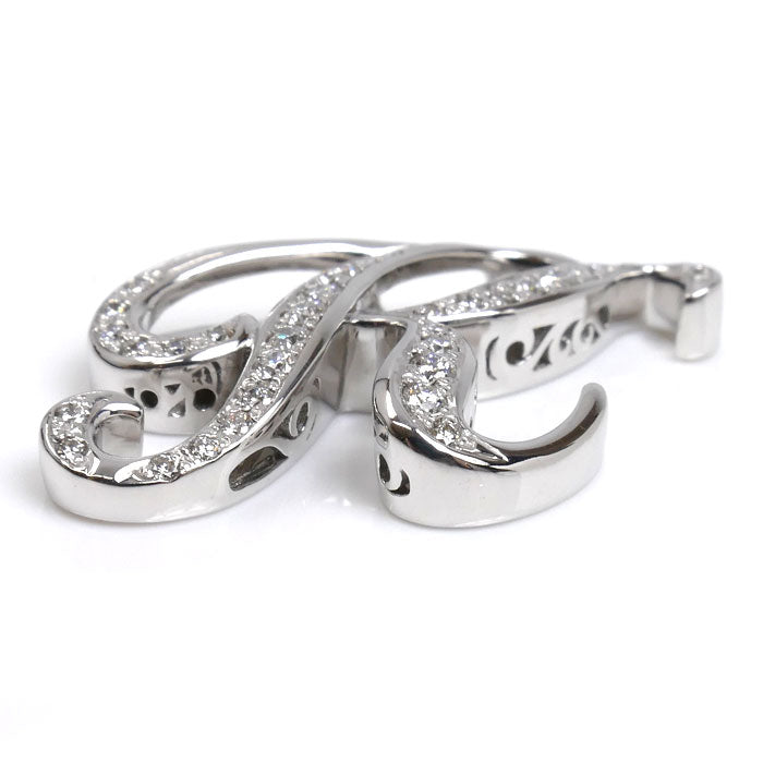 ゆきざき K18WG ホワイトゴールド アルファ イニシャル K ペンダントトップ Y.ALPHA.12.9.K.M ダイヤモンド0.40ct 6.5g ユニセックス【中古】【美品】