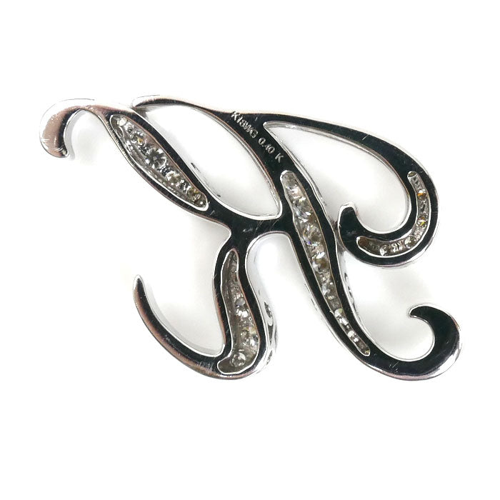 ゆきざき K18WG ホワイトゴールド アルファ イニシャル K ペンダントトップ Y.ALPHA.12.9.K.M ダイヤモンド0.40ct 6.5g ユニセックス【中古】【美品】