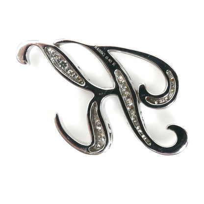 ゆきざき K18WG ホワイトゴールド アルファ イニシャル K ペンダントトップ Y.ALPHA.12.9.K.M ダイヤモンド0.40ct 6.5g ユニセックス【中古】【美品】