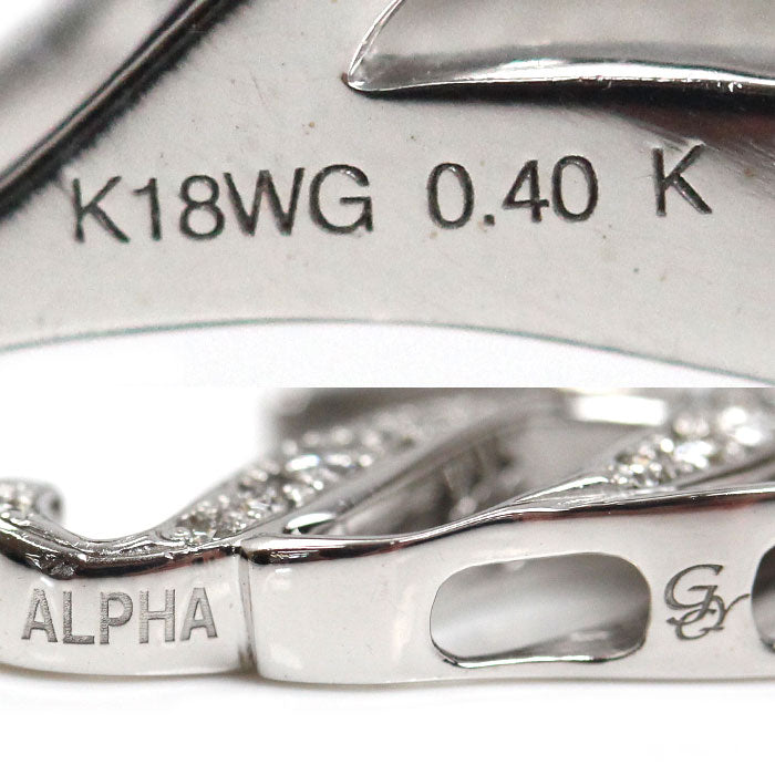 ゆきざき K18WG ホワイトゴールド アルファ イニシャル K ペンダントトップ Y.ALPHA.12.9.K.M ダイヤモンド0.40ct 6.5g ユニセックス【中古】【美品】